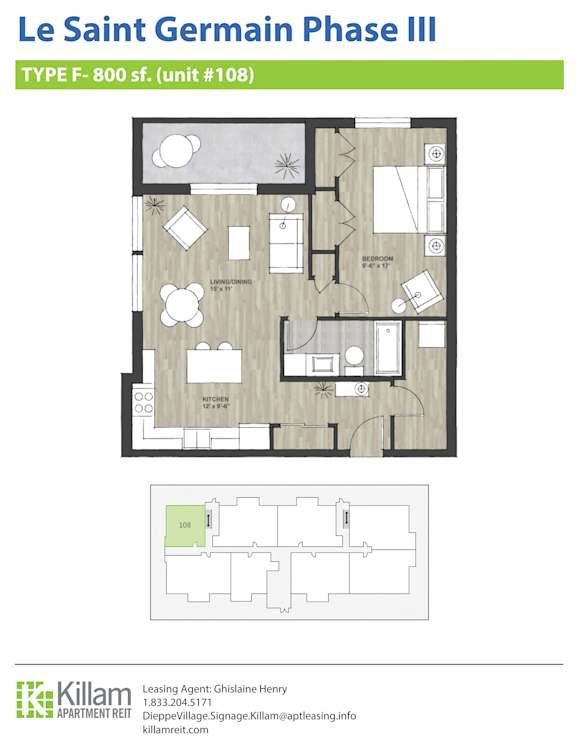 Le Saint Germain Phase III One Bedroom Type F 800 SF
