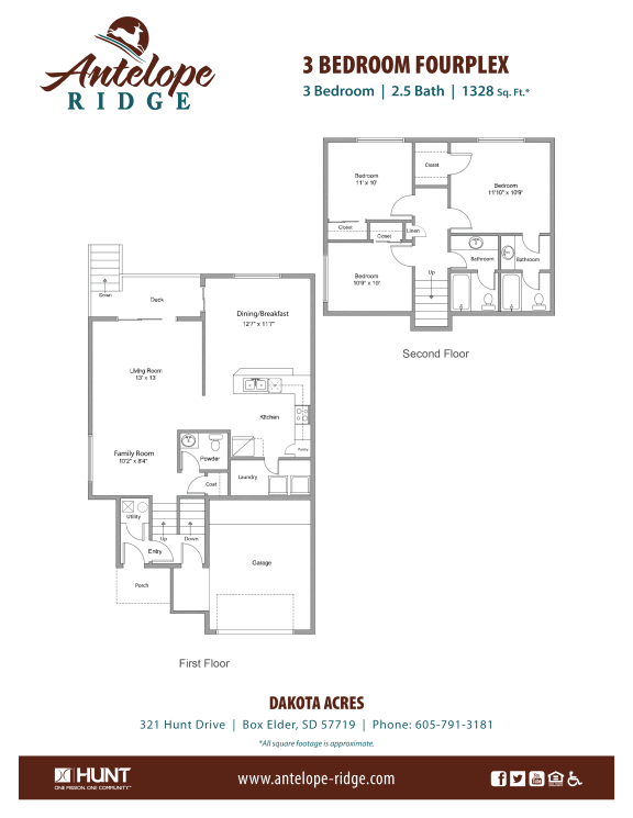 3 Bedroom 2.5 Bathroom 1328 sqft. Floor Planat Antelope Ridge, Box Elder