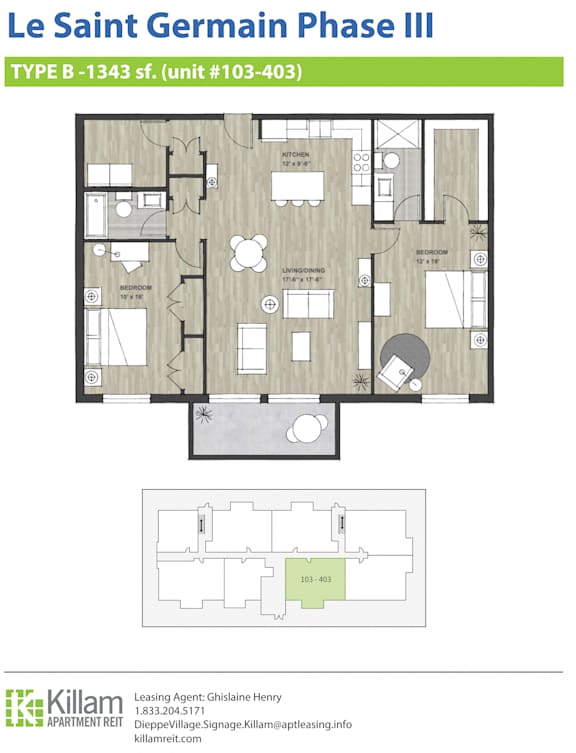 Le Saint Germain Phase III Two Bedroom Type B 1343 SF