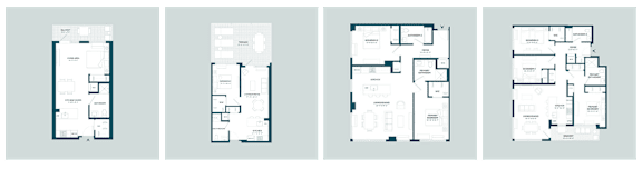 Four different house plans are displayed.