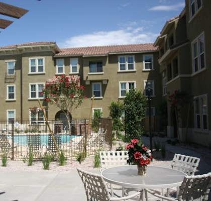 Outdoor pool area-Senior Living at Matthew Henson Apartments Phoenix, AZ