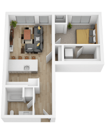 Floor Plan  a floor plan of a room with a bedroom and a living room