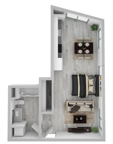 Floor Plan  studio apartment floor plan at AVIVA Apartments