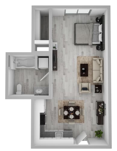 Floor Plan  studio apartment floor plan at AVIVA Apartments