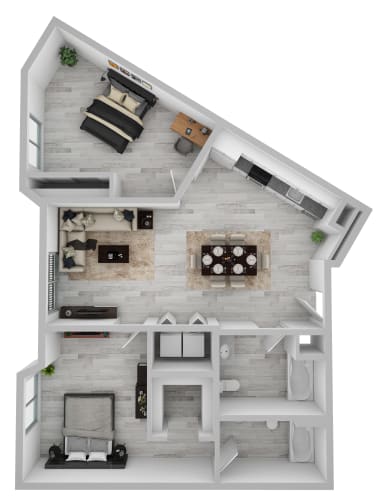 Floor Plan  2 bedroom apartment floor plan at AVIVA Apartments