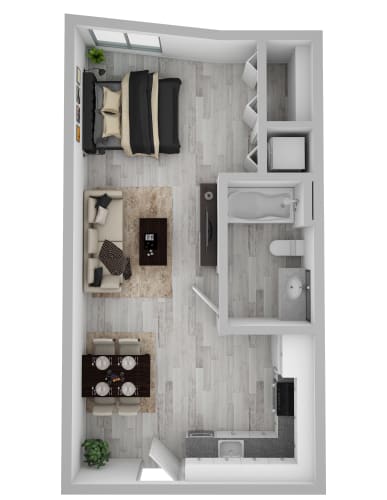 Floor Plan  studio apartment floor plan at AVIVA Apartments