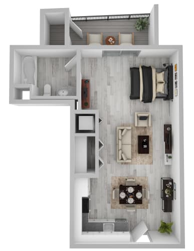 Floor Plan  studio apartment floor plan at AVIVA Apartments
