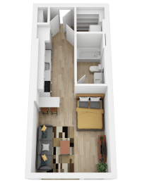 Floor Plan  a floor plan of a room with a desk and a chair