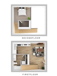 Floor Plan  a floor plan of the first floor of a studio apartment
