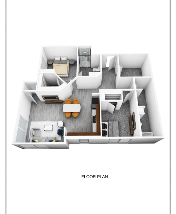 a 3d floor plan of a room with a desk and a chair