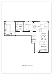  Floor Plan 2 Bed 1 Bath
