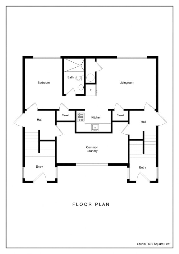Studio Floor Plan at Summit Terrace, South Portland, ME, 04106