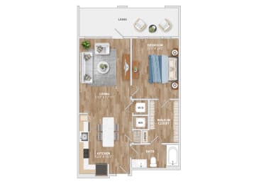 1 bed 1 bath FP at Hawkins Press, Charlotte, North Carolina