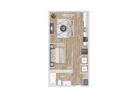 Floor Plan  Studio 1 bath A3A Floor Plan at South and Hollis, Charlotte, NC, 28209