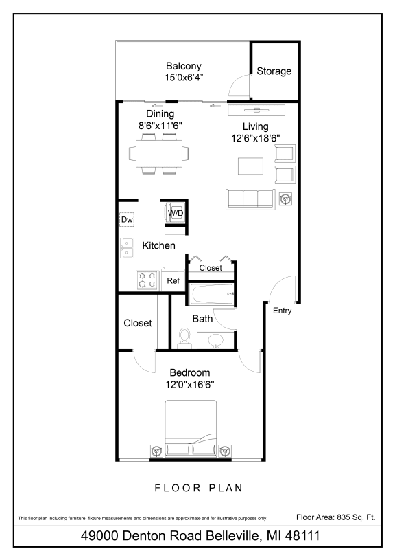 Erie floor plan at The Waverly, Belleville, 48111