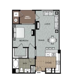 Luxe 1 Bed 1 Bath Floorplan at Enclave at Warner Center, California, 91303