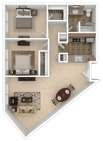 Floor Plan  Tenth Two Bed One Bath