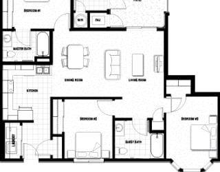 Floor Plan 3 bed 2 bath 1089 sf