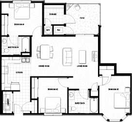 Floor Plan 3 bed 2 bath 1089 sf