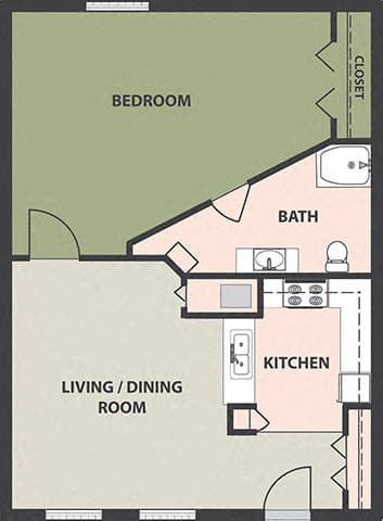 Floor Plan  1-Bedroom, 1-Bath