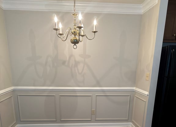 Dining room with chandelier lights