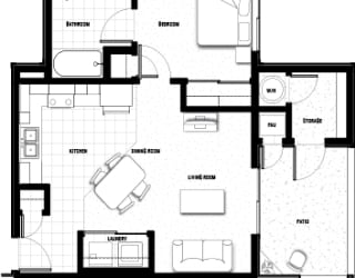Floor Plan 1 bed 1bath 561 sf