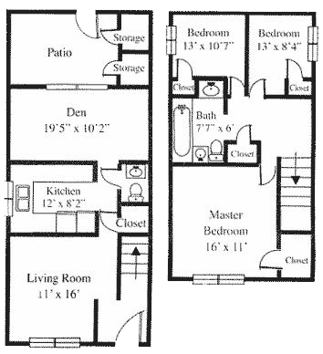 3BR 1.5BA w/Den