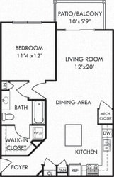 The Heron The Heron. 1 bedroom apartment. Kitchen with island open to living/dinning rooms. 1 full bathroom. Walk-in closet. Patio/balcony.