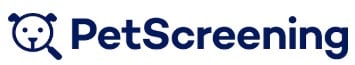 A blue logo with a panda and the words PetScreening.