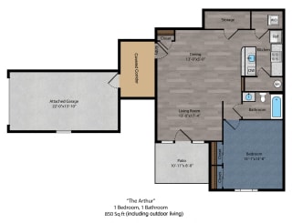 1 bed 1 bath floor plan D at The Flats on Houk, Delaware, OH, 43015