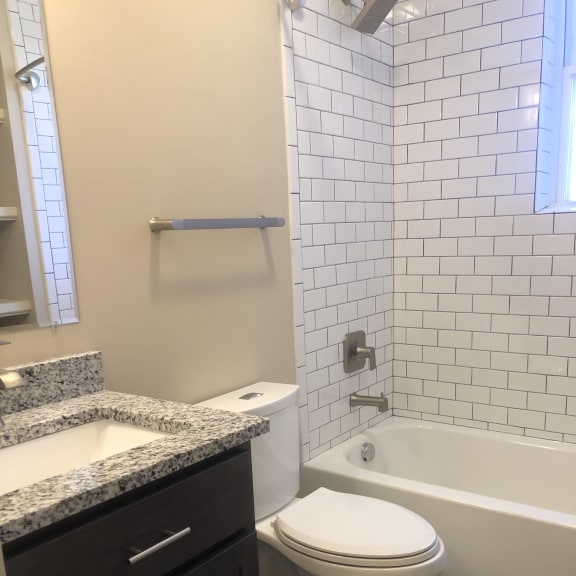 a bathroom with a tub and a toilet and a sink