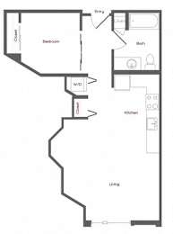  Floor Plan Open One-Bed (Large)