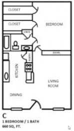  Floor Plan 1 Bed 1 Bath