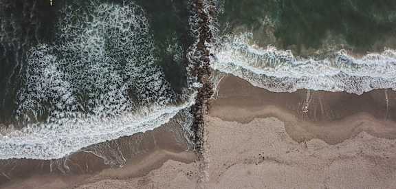 an aerial view of a beach