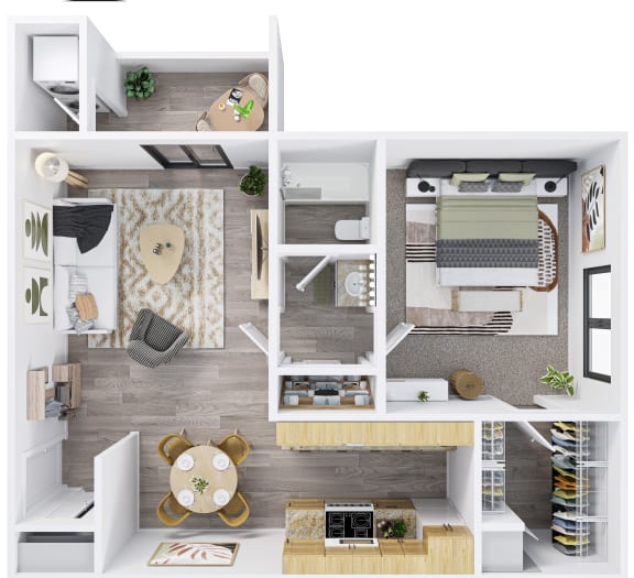 Floor Plan  Spacious One Bedroom Floor Plan at The Viridian, Arizona