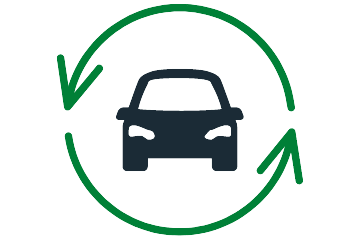 Car in green cycle logo at Gramercy Apartments, 945 Mohawk Hills, Carmel