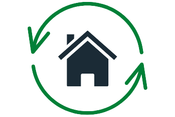 House in green cycle logo at Gramercy Apartments, Carmel, IN