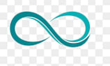 A teal infinity symbol on a transparent background.