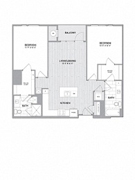 Spectacular 2 BED 2 BATH Floor Plan at Indigo 301 Apartments, King of Prussia, PA