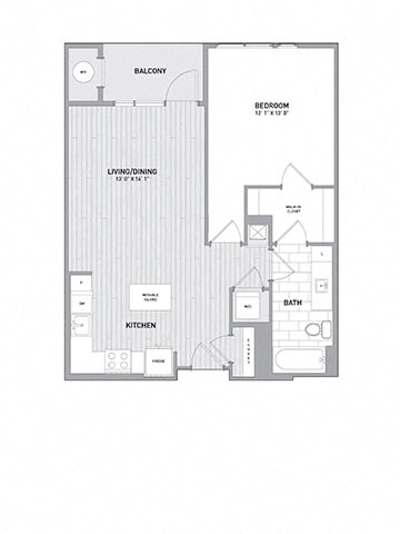 Floor Plan  Spacious 1 BED 1 BATH Floor Plan at Indigo 301 Apartments, King of Prussia