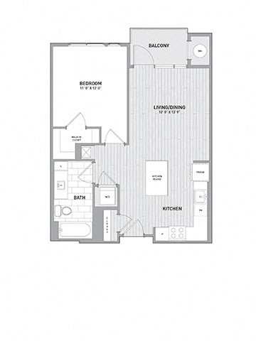 Floor Plan  1 BED 1 BATH Floor Plan K at Indigo 301 Apartments, Pennsylvania