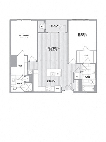 Floor Plan  Spectacular 2 BED 2 BATH Floor Plan at Indigo 301 Apartments, King of Prussia, PA