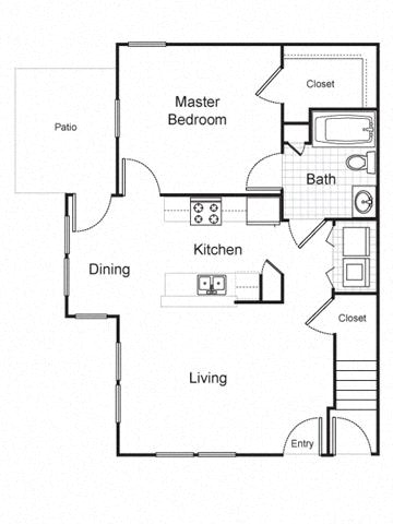 1 Bedroom 1 Bath Garden-2D Floorplan-Matthew Henson Apartments, Phoenix, AZ