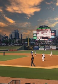 the Birmingham Barons playing baseball at Regions Field in Birmingham, AL