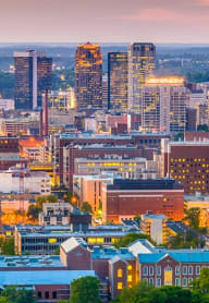 Illuminated buildings in Downtown Birmingham, Alabama