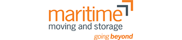 Maritime moving and storage logo with orange and blue colors.