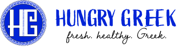 A logo with the letters HG inside a circle and the words Hungry Greek below it.