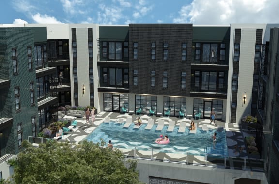 a rendering of the pool at kelley crossman apartments