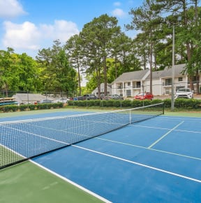 the tennis court at the preserve at ballantyne commons apartments at Lake Johnson Mews Apartments, PRG Real Estate Management, Raleigh, 27606