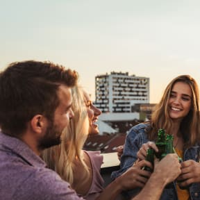 Friends Smiling at AMP Apartments, PRG Real Estate, Louisville, Kentucky